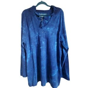 Earth Yoga XXL Super Soft Hoodie Long Sleeve Organic Cotton Bamboo Blue LS‎ NEW